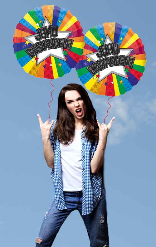 Juhu Bestanden Luftballons zum Abitur